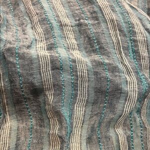 Eileen Fisher Teal and Gray Fringed Fabric